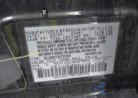 2024 Nissan Sentra Sv Xtronic Cvt из США, поврежденный, VIN 3N1AB8CV3RY321976